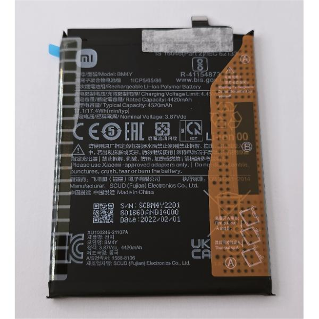 Bateria BM4Y 4520mAh para Xiaomi Poco F3 Redmi K40 Pro Service Pack