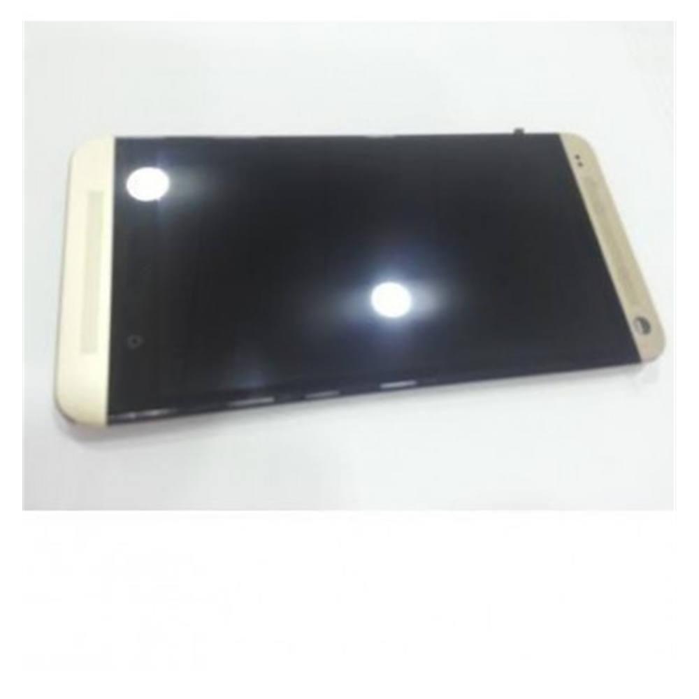 Htc One M7 801E pantalla lcd + táctil negro + marco dorado premium