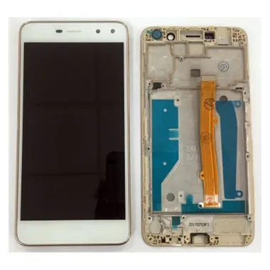 Huawei Y6 2017 pantalla lcd + tactil blanco + marco dorado premium