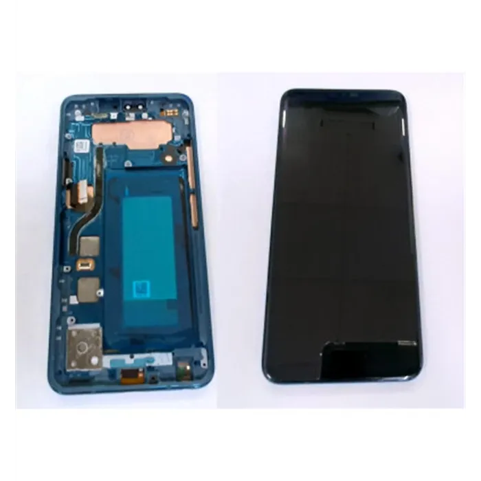 Pantalla lcd para LG V40 ThinQ mas tactil negro mas marco azul calidad premium