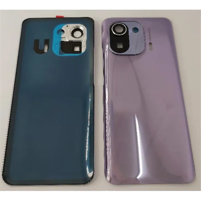 Tapa trasera o tapa bateria morada para Xiaomi Mi 11 Pro con lente de camara