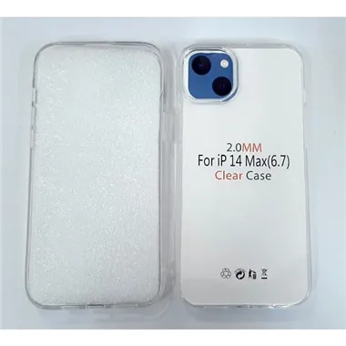 Funda de silicona transparente de 2 mm para iPhone 14 Plus
