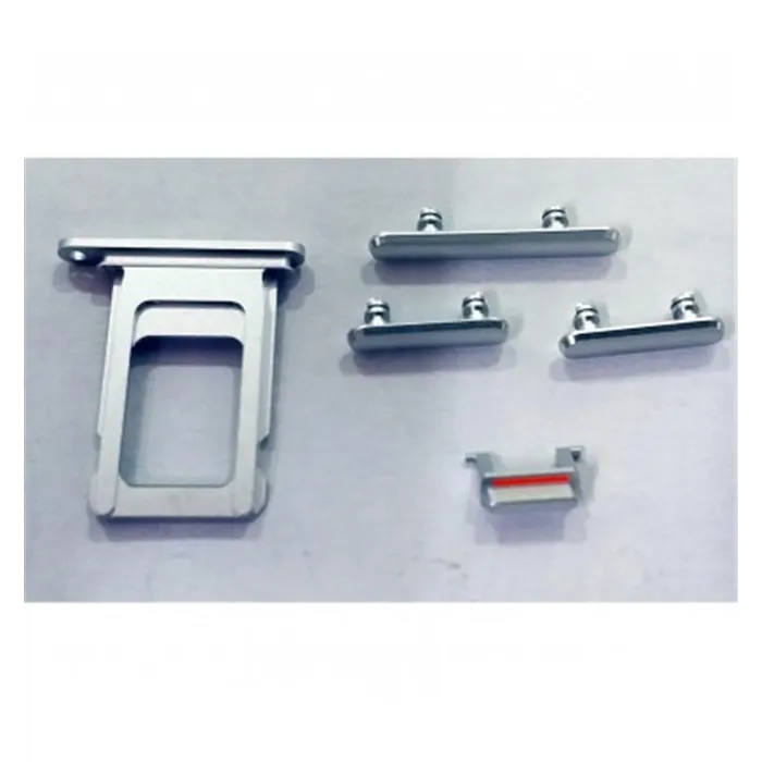 IPhone XR set 5 piezas botones + soporte sim plata premium
