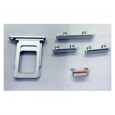 IPhone XR set 5 piezas botones + soporte sim plata premium